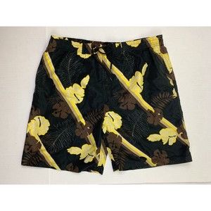 N.B. Waves The New generation Swim Trunks Size M  Lined Black Yellow Polyester